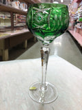 Vintage Green Bohemian Hand Cut Crystal Hock Wine Glass
