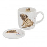 Wrendale Bone China Pug Mug and Coaster Set