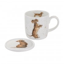 Wrendale Bone China Dachshund Mug and Coaster Set