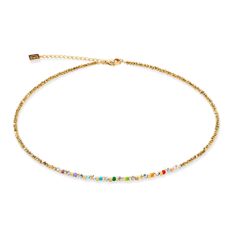 Multicolour Gold Necklace with Crystals