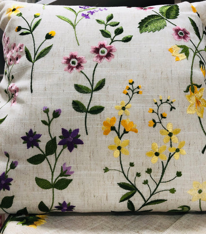 Meadow Flower Embroidered Pillow