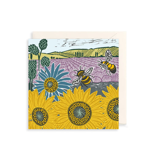 Sunflowers and Bees Greeting Card