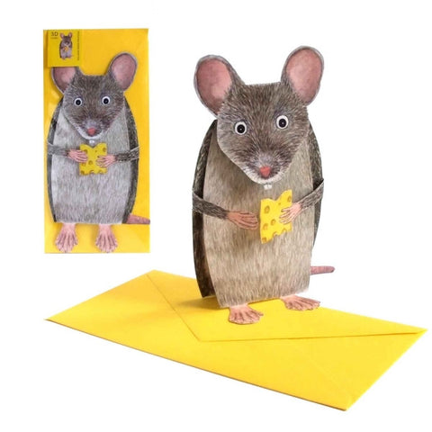 3D Animal card - Mouse with Cheese