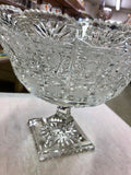 Vintage Scalloped Hand Cut Crystal Bowl with Base