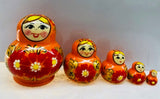 Orange and Red Floral Nesting Dolls - set of 5