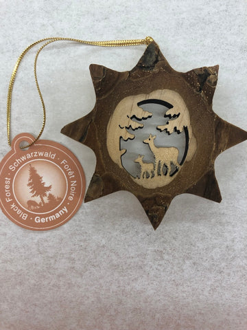 Deers in Star Wooden Ornament