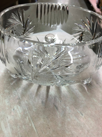 Vintage Pinwheel Hand Cut Crystal Bowl with feet