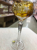 Vintage Bohemian Amber Hand Cut Crystal Hock Wine Glass