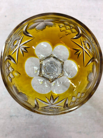 Vintage Bohemian Amber Hand Cut Crystal Hock Wine Glass – Old