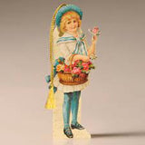 Mamelok Victorian Girl with Flowers Bookmark Card