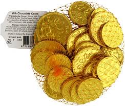 Solid Chocolate Coins in Small Net
