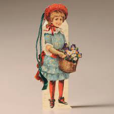 Mamelok Victorian Girl with Basket Bookmark Card