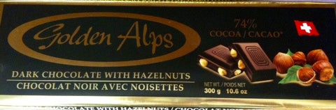 Golden Alps 74% Dark Chocolate with Hazelnuts