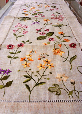 Wild Flowers Linen Table Runner 16" x 45"