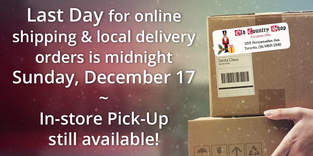We now offer pick-up, local delivery, or shipping across Canada! Click for details!